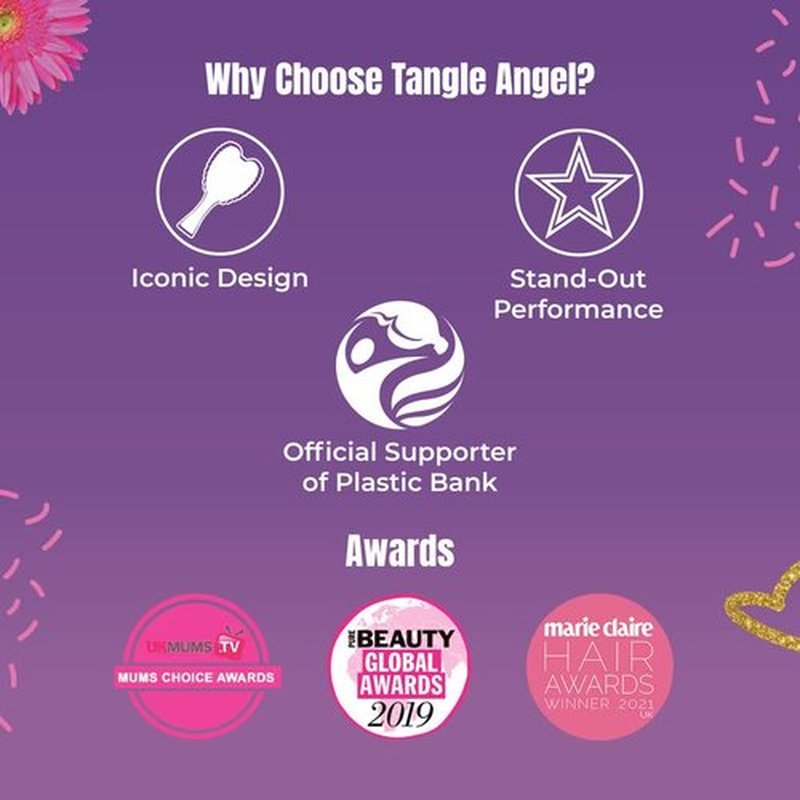 Tangle Angel Detangling Hair Brush - Anti-Static Wing Design for Effortless Styling | Gloss Pink