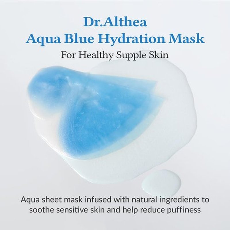 Dr.Althea Aqua Blue Hydration Mask - Reduce Puffiness & Boost Hydration | Vegan Korean Skincare (Pack of 4)