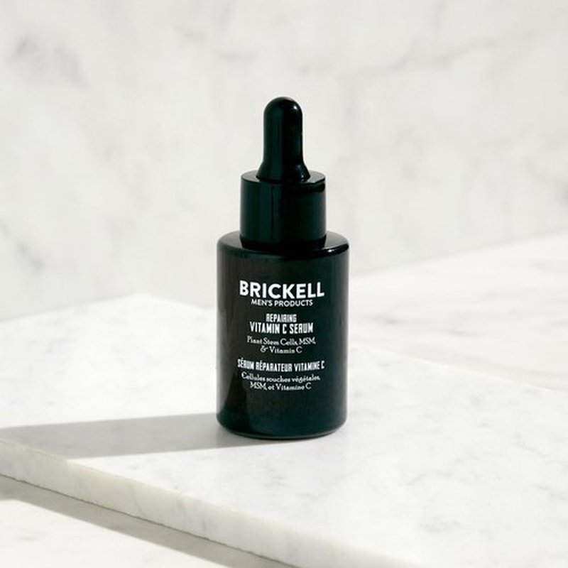 Brickell Men's Anti-Aging Vitamin C Serum - Natural Hyaluronic Acid for Wrinkle Repair | 1 oz