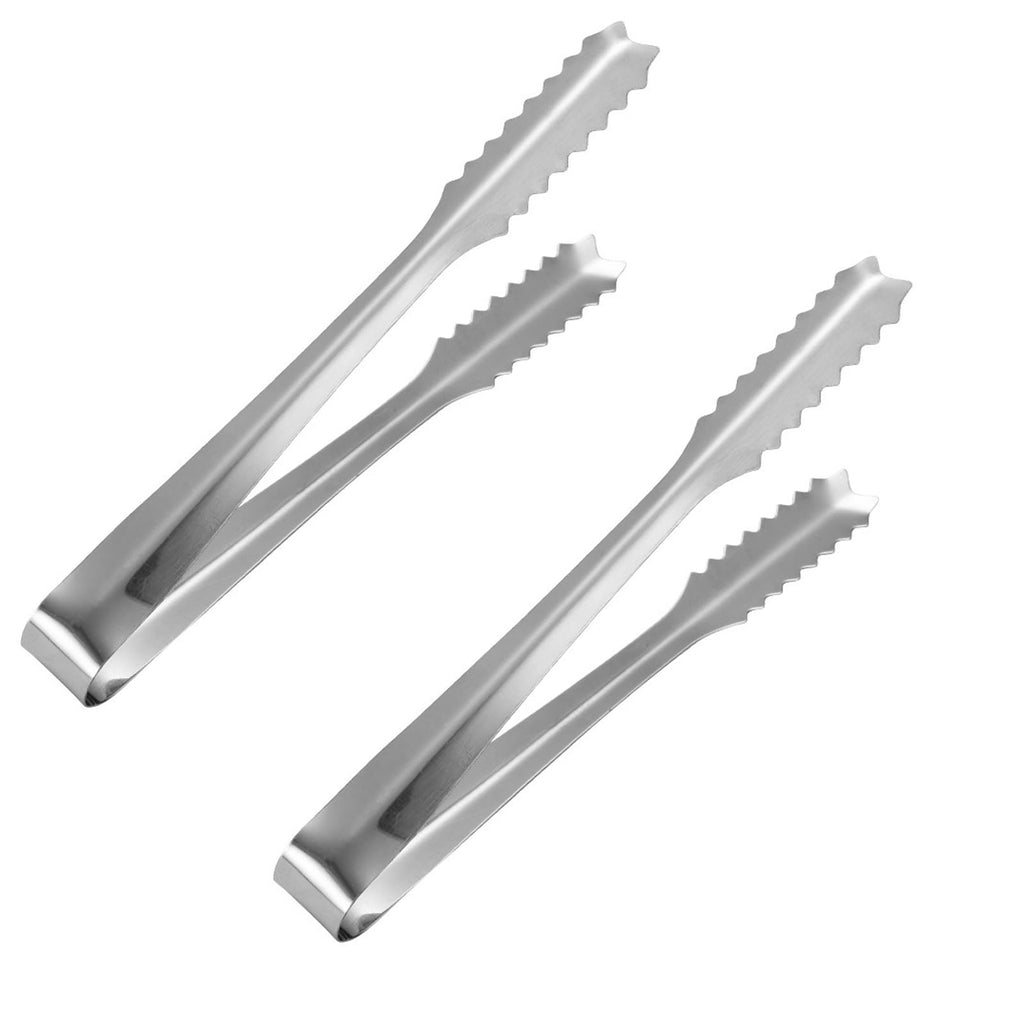 Helonge 2 Pcs 304 Stainless Steel Ice Tongs, 6 inches Ice Tube Tongs for Ice Bucket Ice Sugar Cubes Coffee Bar Food Serving etc
