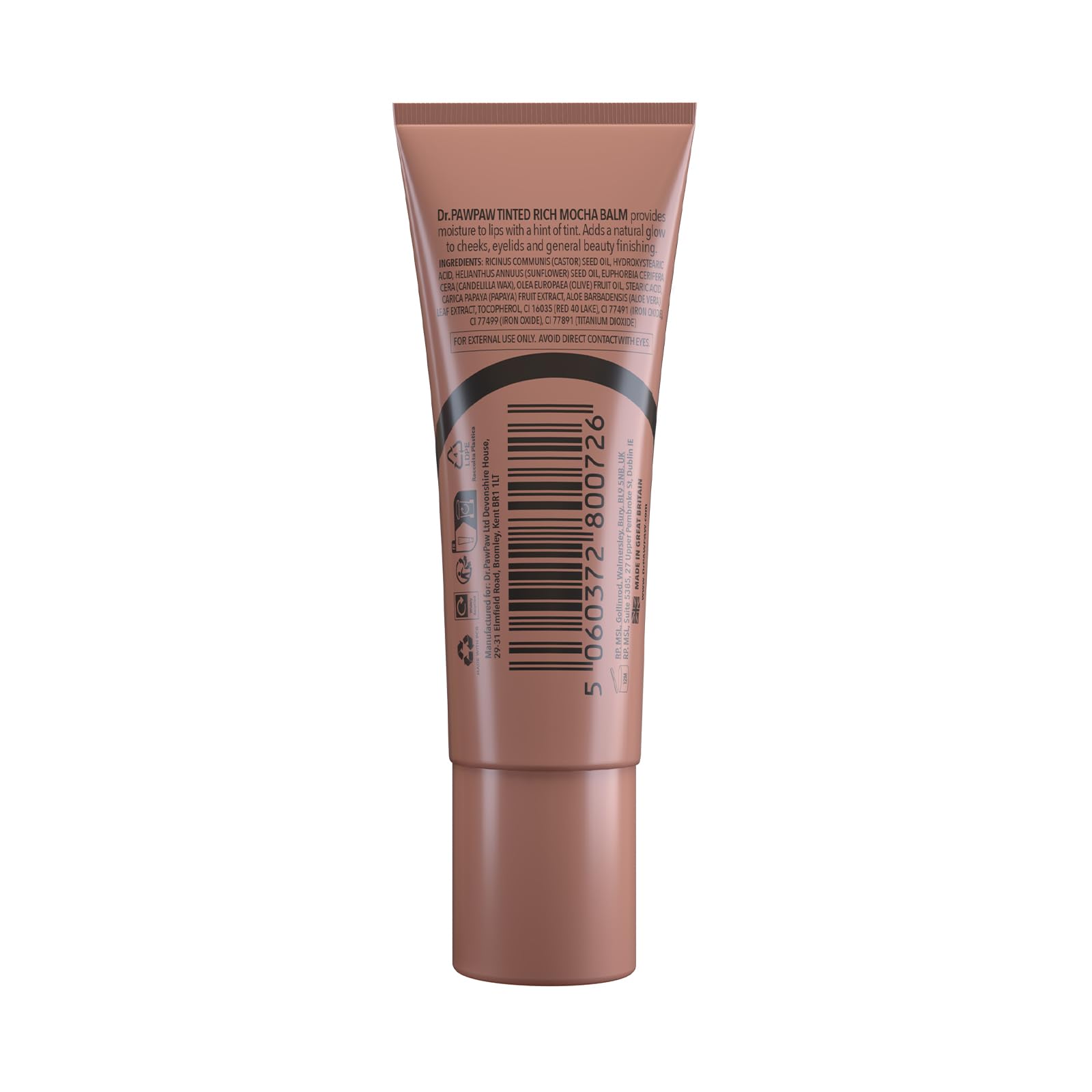 Dr. PawPaw Multipurpose Tinted - Lip Moisturizer with Buildable Color - Natural Tinted Lip Balm - Lip Balm for Sensitive Skin - Rich Mocha - 0.33 oz