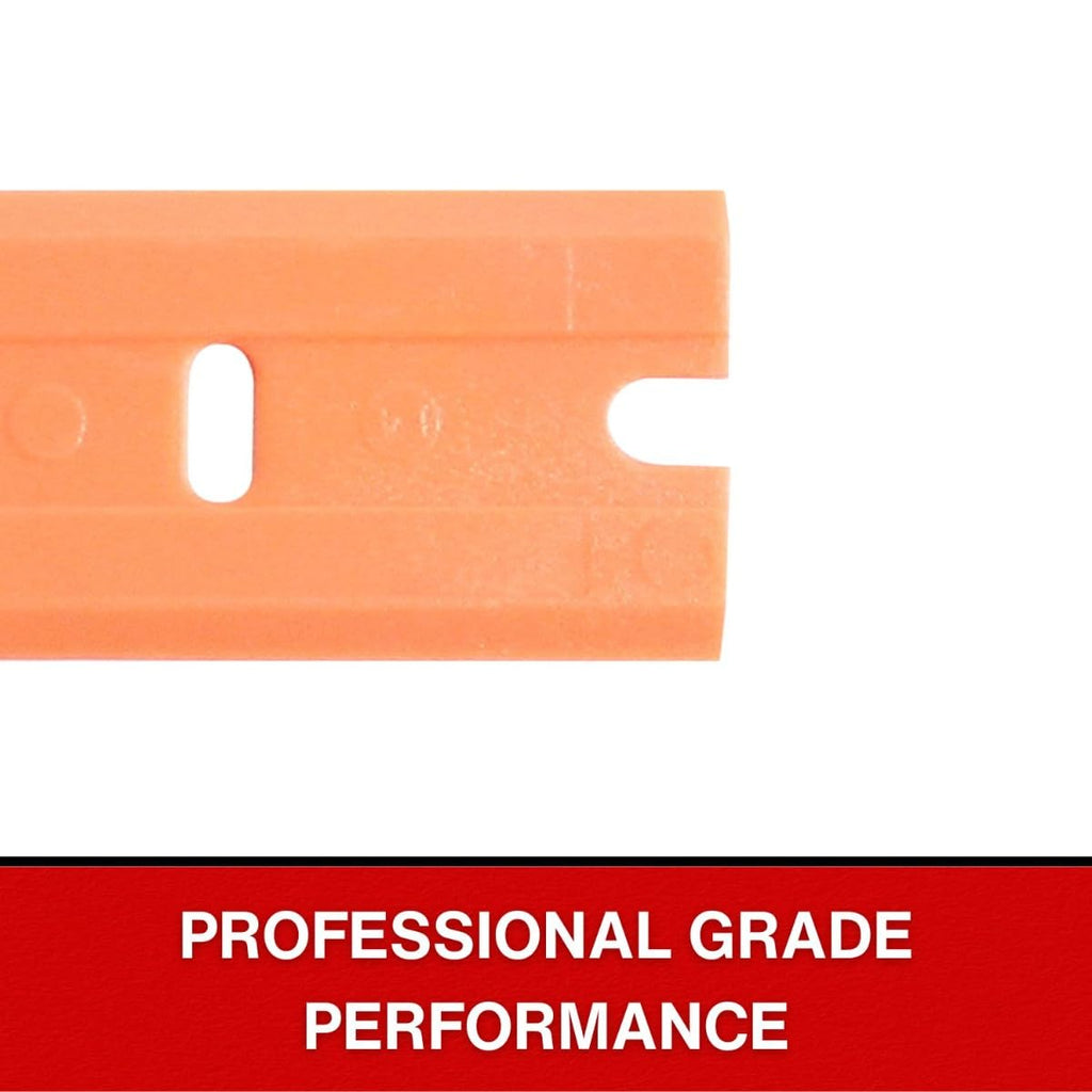 American Line Double Edged Orange Plastic Blades - 100-Pack - Made with Durable Corrosion Resistant Plastic for Stubborn Sensitive Surfaces - .875" x 6.75" x 1.75" - 66-0707