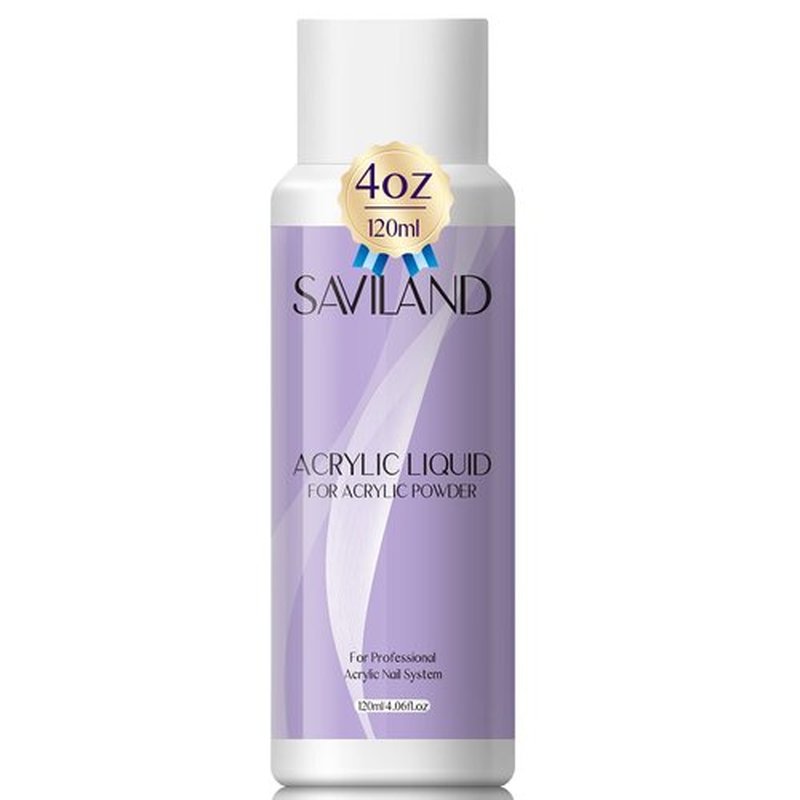 Saviland Monomer Acrylic Nail Liquid, 4 oz Acrylic Liquid for Acrylic Powder, Professional Non-Yellowing Acrylic Monomer for Nail Extension Salon Home DIY