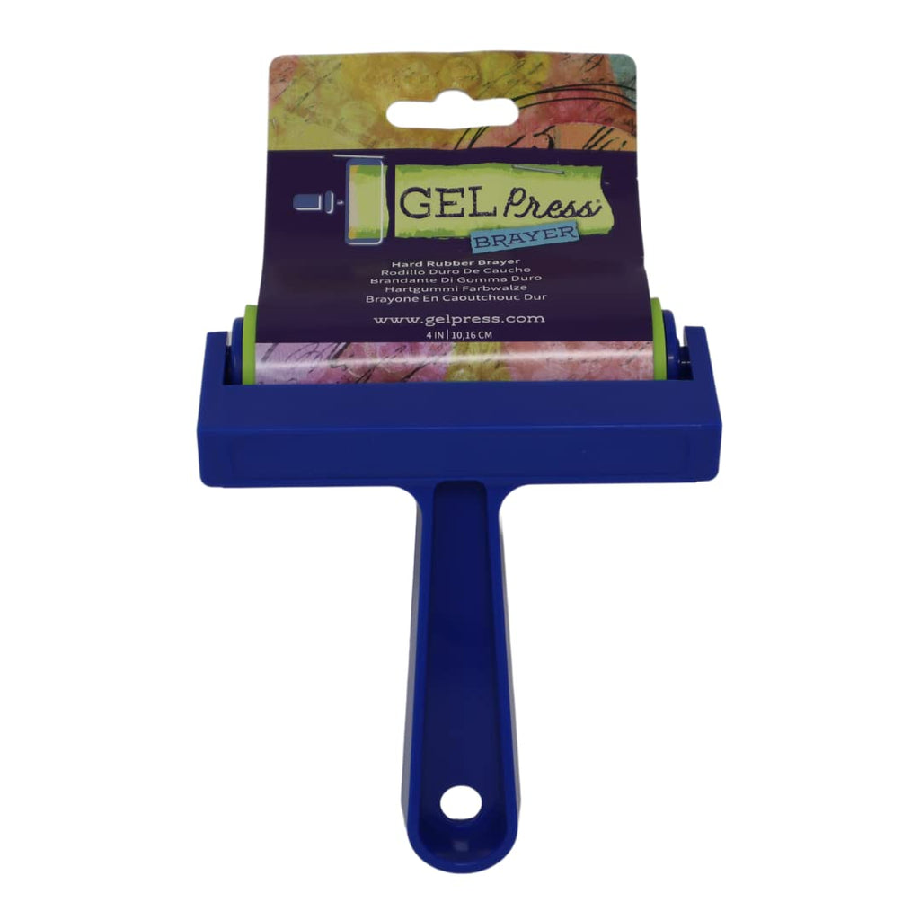 4-Inch Gel Press Rubber Brayer - for Printmaking, Scrapbooking, Paper Crafts, Home Decor & More - Blue & Green