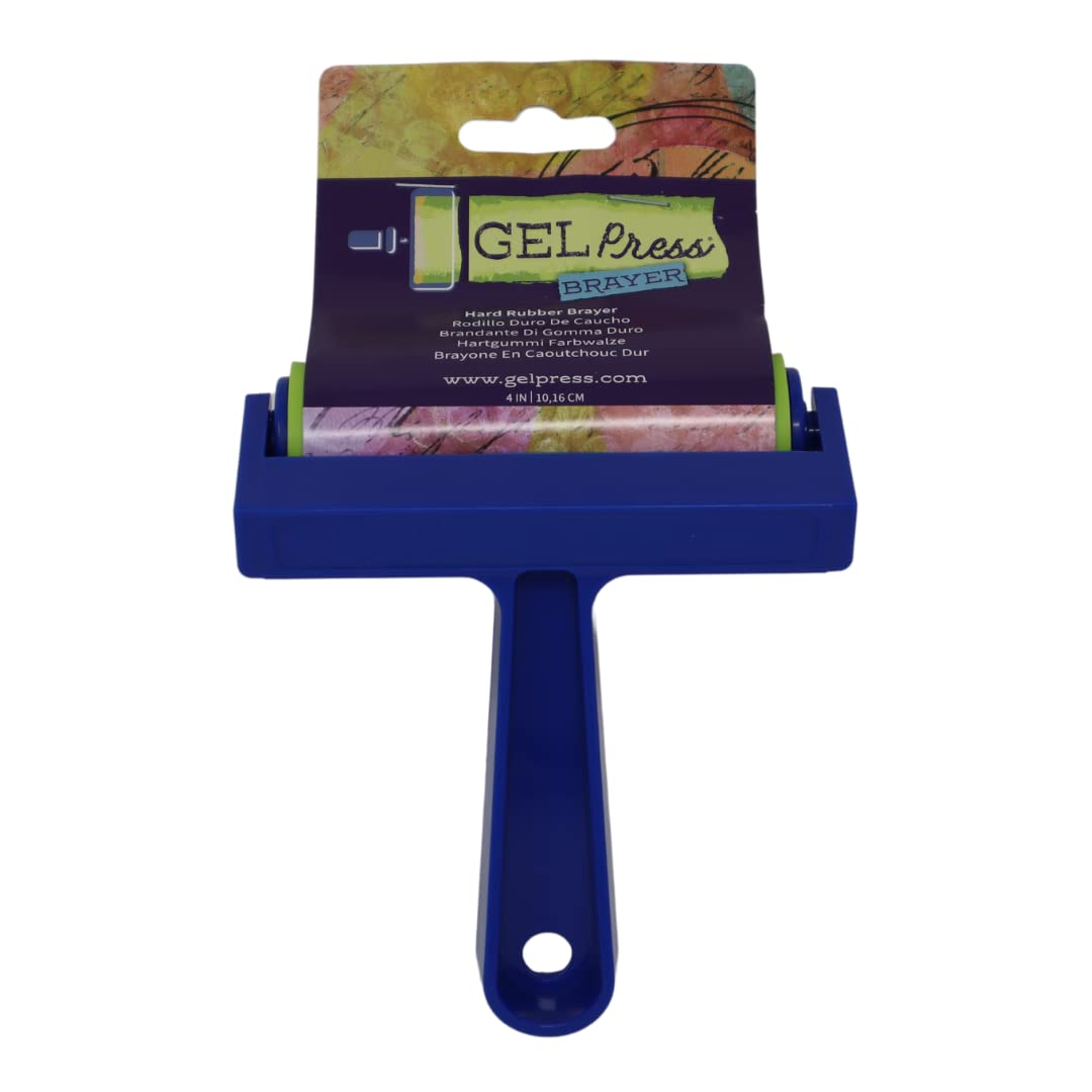 4-Inch Gel Press Rubber Brayer - for Printmaking, Scrapbooking, Paper Crafts, Home Decor & More - Blue & Green