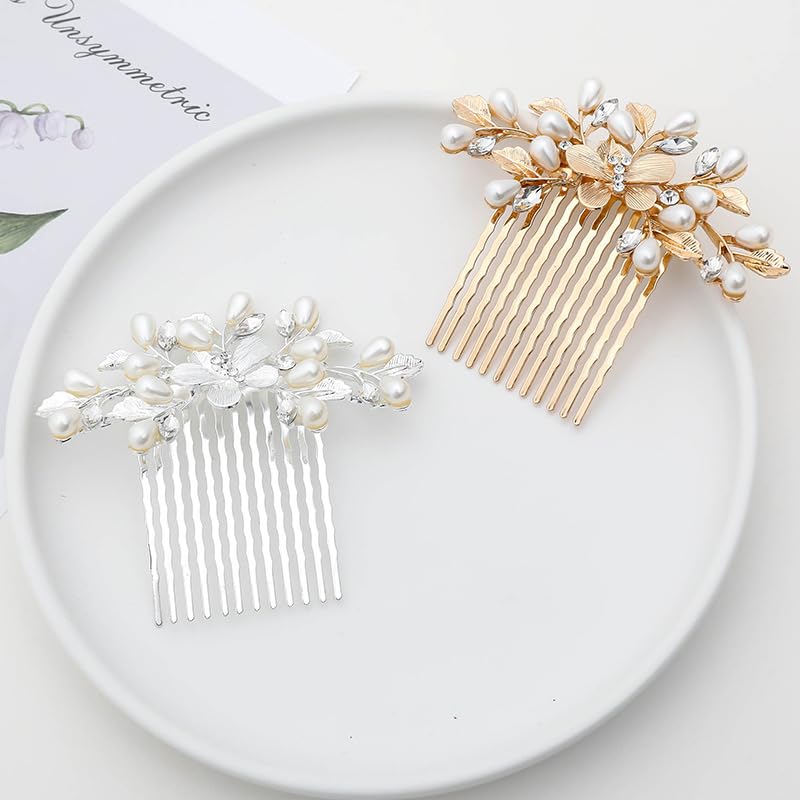 ZBJBinCH Bridal Hair Comb, The Latest Style Bridal Hair Accessories Is A Wedding Necessities, Pearl Hair Accessories for The Bride and Her Bridesmaids (Gold)