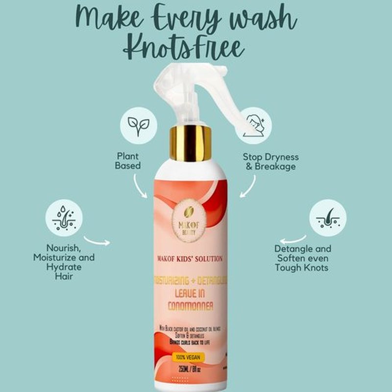 Skiennix Kids Leave-In Conditioner - Nourishing Formula with Mango Butter & Keratin | 8 Fl Oz