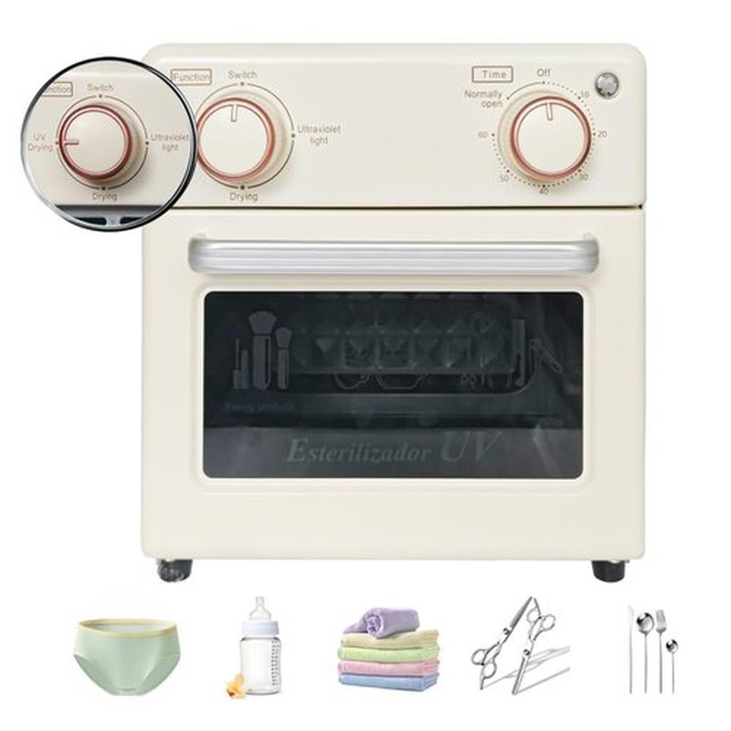 JOSBES Sterilizer Tools, 8L Drying and 3-in-1 Disinfection Tools 150W Sterilizer with Timer Disinfection Cabinet Suitable for Mother-Child Products, Towels, Hair Salons, Nail Studios (White1)