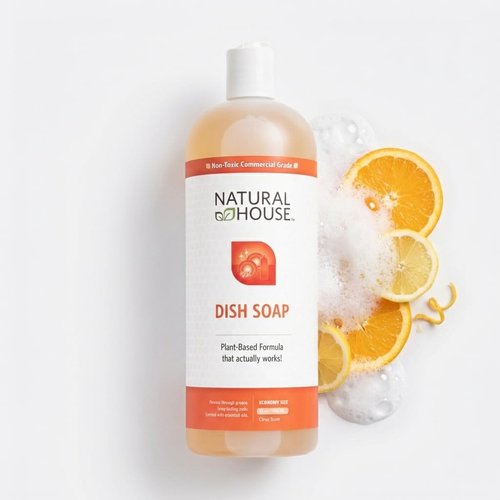 Natural House Scrubby - Probiotic Hand Dish Soap - Cuts Grease - Plant-Based Formula - Gentle on Hands - Citrus Scent - 32 oz