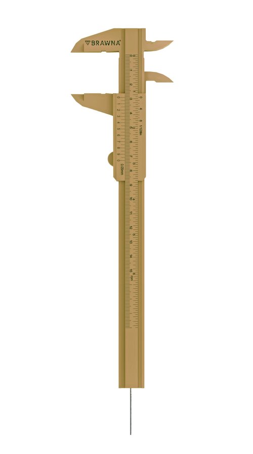 BRAWNA Brow Pro Measuring Tool - Double Scale Eyebrow Ruler for Microblading, Brow & Makeup Artists - Eyebrow Caliper Ruler Plastic- Gold