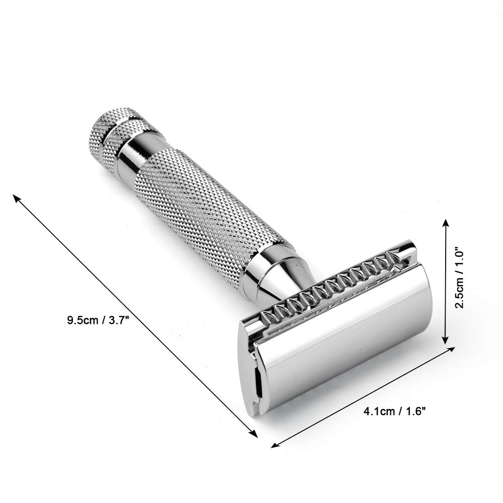 CHARMMAN Classic Double Edge Safety Shaving Razor, Pure Copper Handle,1 Razor + 10 pcs Super Stainless Steel Blades