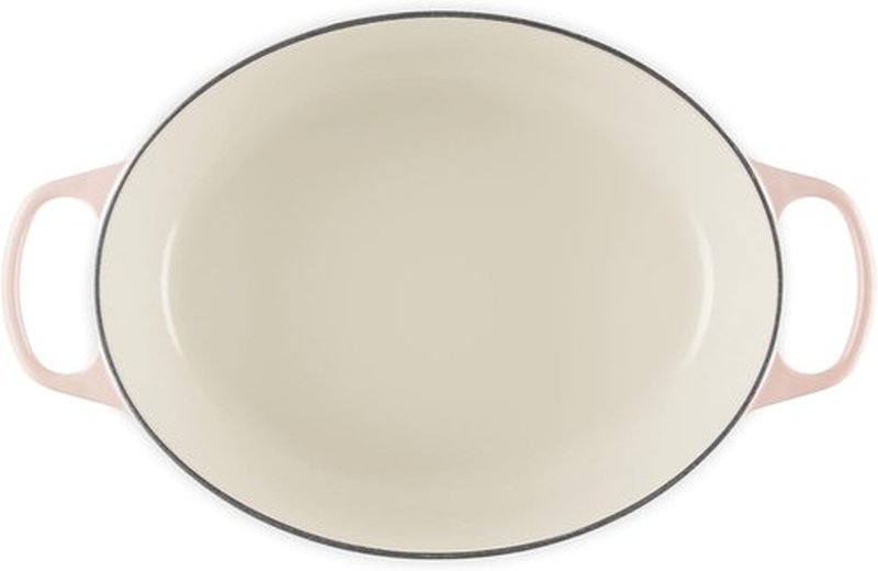 Le Creuset Enameled Cast Iron Dutch Oven - 8 Qt. Signature Oval in Peche with Light Gold Knob