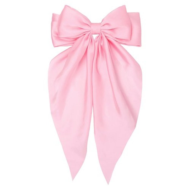 Pink Hair Bow for Women Girls, Valentine Big Satin Bow Clip with Long Tail Light Pink Hair Accessories