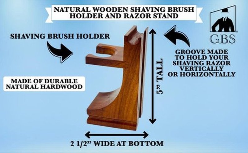 G.B.S GENTS Men's Classic Wooden Shaving Set - Brush, Stand & 3.5-Inch Soap Bowl Included