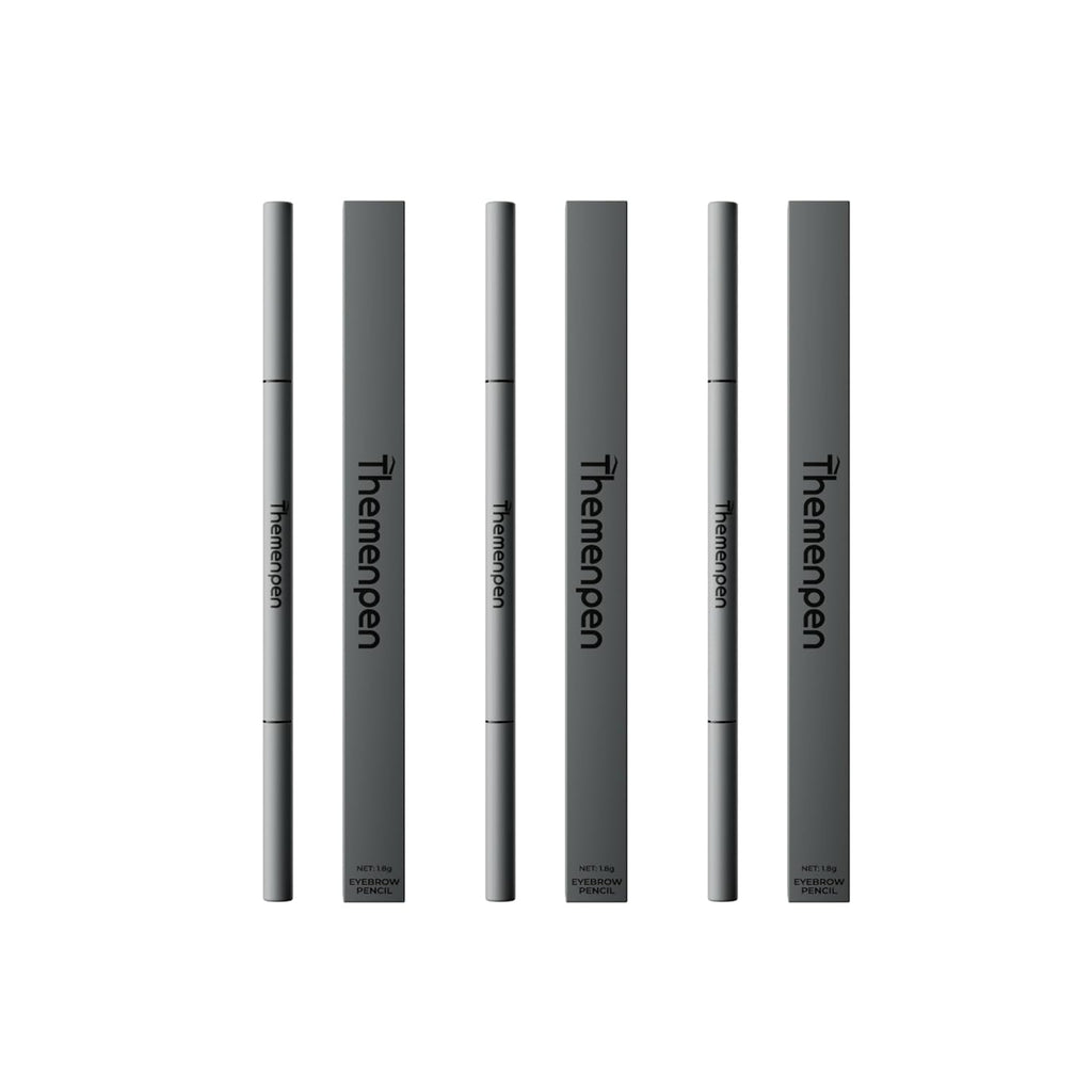 The Men Pen Complete Eyebrow + Hydrating Grooming Kit for Men | Scissors, Hydrating Caffeine Roller, Tweezers, Razors & 3 Eyebrow Filler Pens for Shaping | Trimming & Defining Brows - Grey