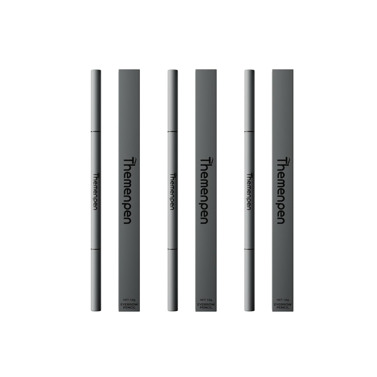 The Men Pen Complete Eyebrow + Hydrating Grooming Kit for Men | Scissors, Hydrating Caffeine Roller, Tweezers, Razors & 3 Eyebrow Filler Pens for Shaping | Trimming & Defining Brows - Grey