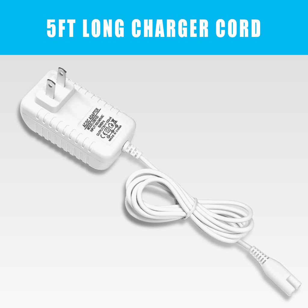 Pinkind Charger Replacement for Waterpik WP360 WP360W WP462 WP462W WP450 WP450W WF-13CD010 YLA-03010 AC Adapter Series, Water Flosser Replacement Parts Power Cord 5Ft, White