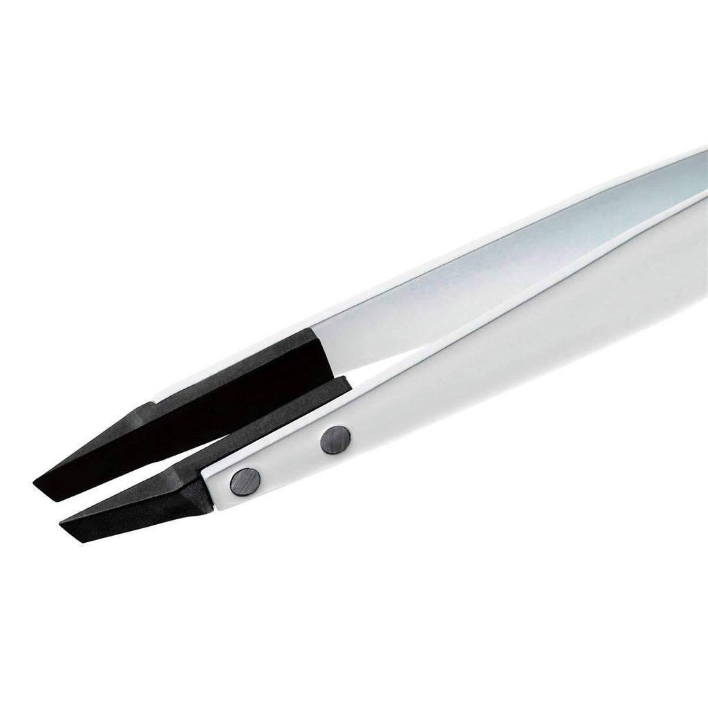 Rubis Classic Techno Stainless Steel Tweezers for Precise Eyebrows and Hair Removal Slanted Polymer Tips, 1KS105, White,Rubis Switzerland Swiss Made World Renowned Precision
