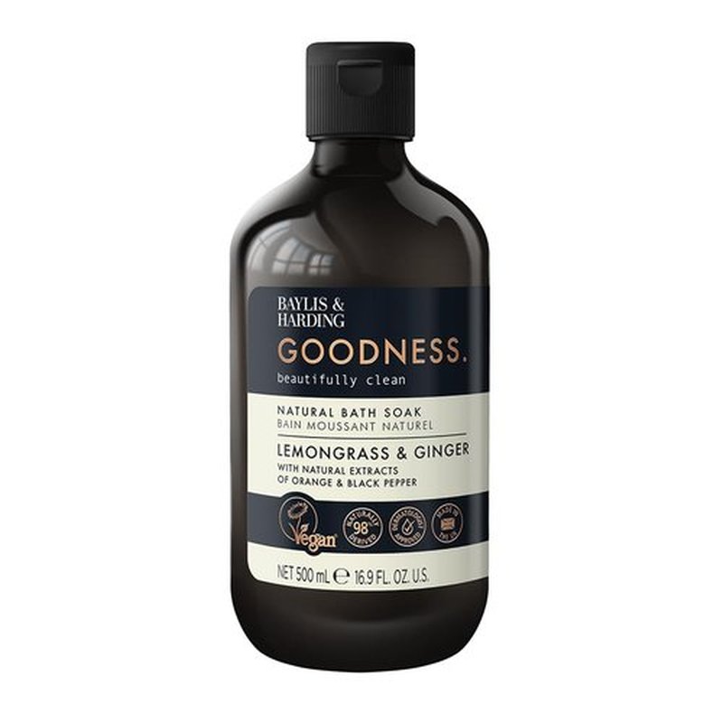 Baylis & Harding Goodness Bubble Bath - Lemongrass & Ginger | Vegan-Friendly, Biodegradable, 16.9 fl. oz (Pack of 3)