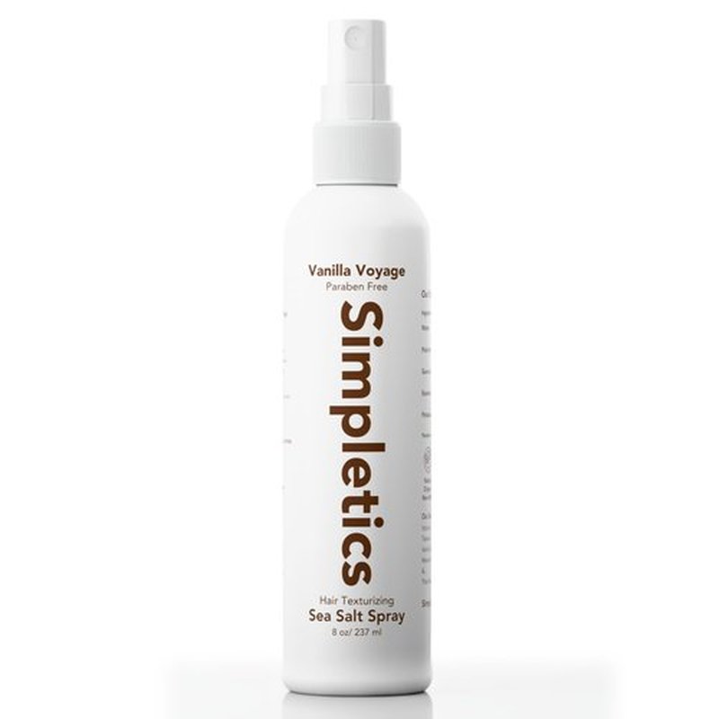 Simpletics Himalayan Sea Salt Hair Spray (Vanilla Scent) – Natural 5-Ingredient Formula for Beach Waves & Volume – Light Hold, Non-Greasy, Paraben & Sulfate Free – Unisex 8 fl oz