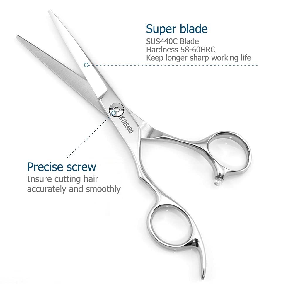 KINSARO Left Hand Hair Cutting Scissors 6 Inch Japan 440c Hardness Verified
