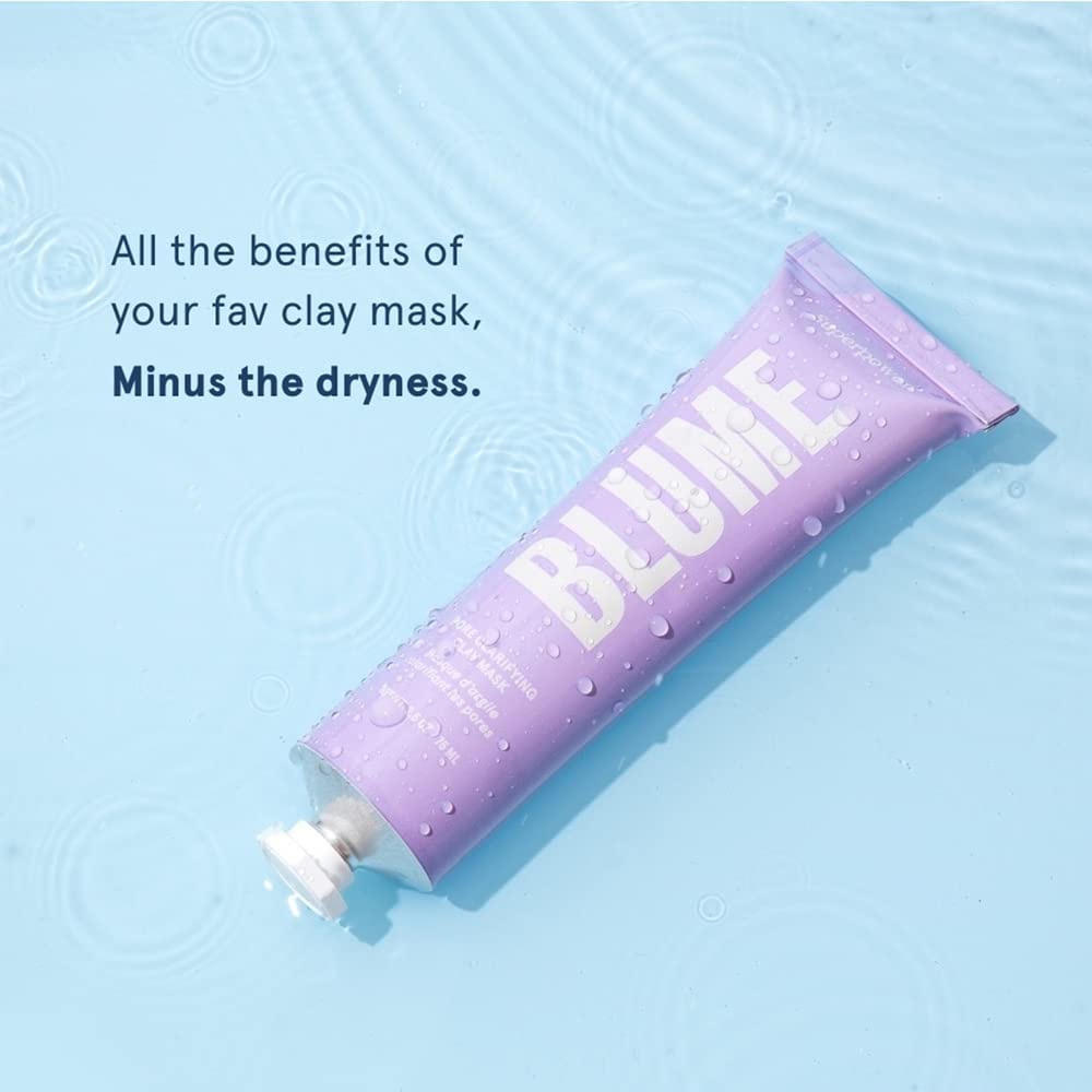 Blume Superpower Clay Mask - Detoxifying Pore Mask to Help Brighten & Balance Complexion - Clarifying Facial Mask with Bentonite & Kaolin Clay to Help Tone & Firm Skin (75g)