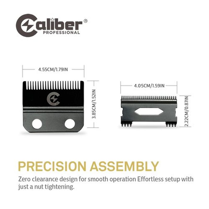 Caliber DLC Fade Clipper Blades, .50 Caliber, 440C Japanese Steel, Professional Hair Trimmer Replacement Blades