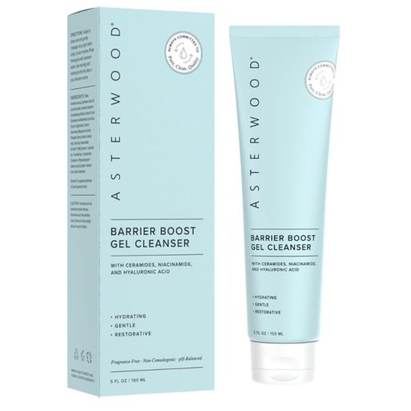Asterwood Gel Cleanser for Skin Barrier Repair - Hyaluronic Acid Face Wash with Ceramides & Niacinamide - Gentle Facial Cleanser to Remove Makeup & Excess Oil - Hydrating, Fragrance-Free - 5 Fl Oz