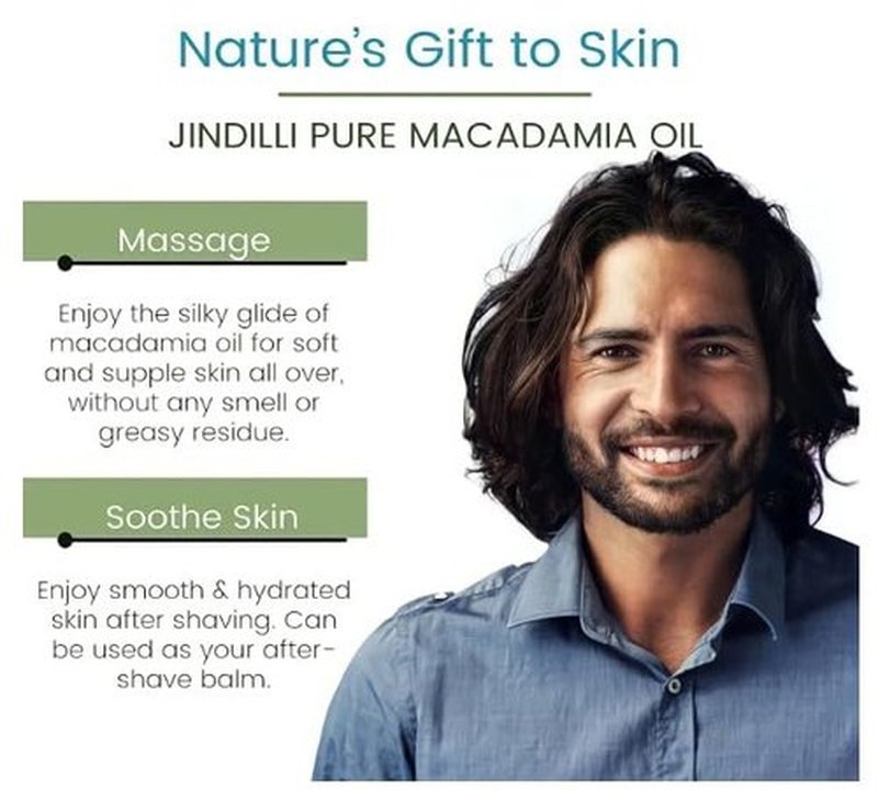 Jindilli Pure Macadamia Oil-Australian Cold-Pressed Refined, Filtered, All-Natural, Cruelty-Free-Travel Moisturizer for Hair, Skin, Nails, Massag-Sensitive Skin, Eczema, Rosacea and Psoriasis-3.4 oz