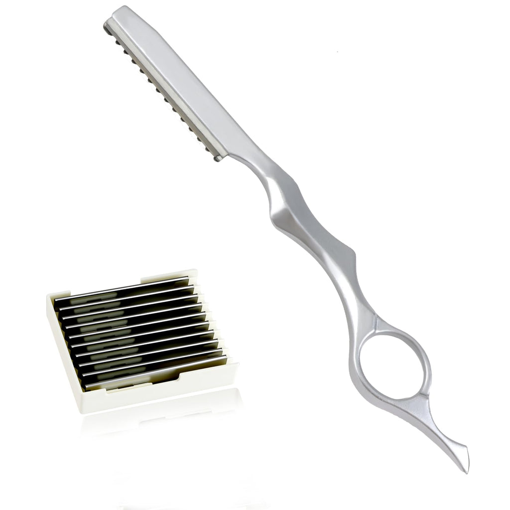 OMASUNB 11pcs Hair Razors, Professional Styling Razor with 10pcs Replacement Stainless Steel Blades, Hair Cutting Razor for Barbers, Salon Stylists & Home Hair Trimming