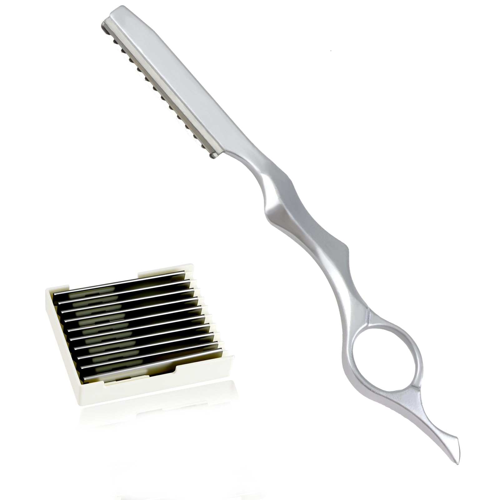 OMASUNB 11pcs Hair Razors, Professional Styling Razor with 10pcs Replacement Stainless Steel Blades, Hair Cutting Razor for Barbers, Salon Stylists & Home Hair Trimming