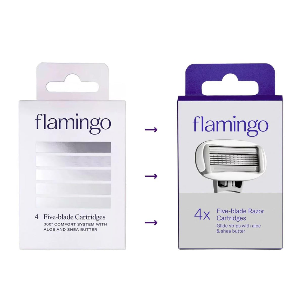 Flamingo Women's Razor Blade Refills - 5-Blade Refill Cartridges - 4ct
