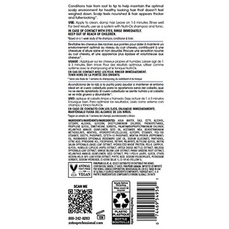 NUTRI-OX Fortifying Conditioner Normal for Thinning Hair | Thicker, Fuller-Looking Hair | Clinically & Dermatologically Tested | Peppermint | Color-Safe | 15.2 Fl Oz