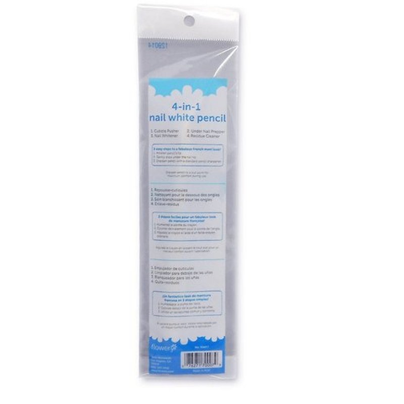 Flowery 4-In-1 White Nail Pencil - Under Nail Whitener & Cuticle Pusher for Perfect French Manicure