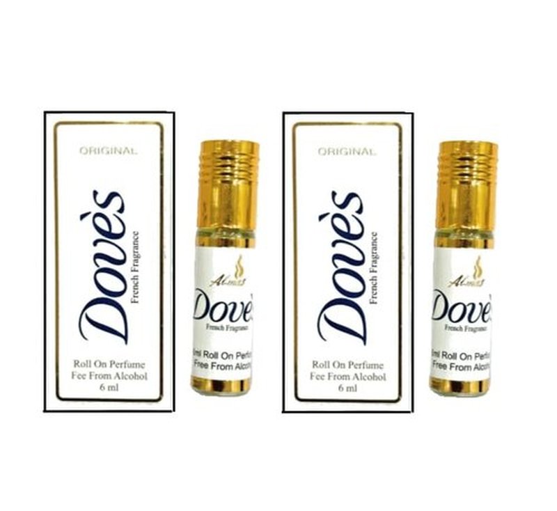 Doves Soap Roll-On Perfume | Alcohol-Free Unisex Attar with French Fragrance - 6ml (0.20 OZ) Pack of 2