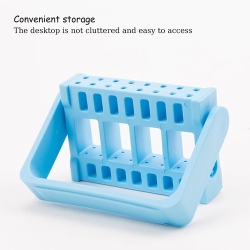 KOOBOOK 2Pcs 16 Holes Acrylic Nail Art Drill Bit Holder Exhibition Stand Organizer Nail Art Display Salon Light Blue