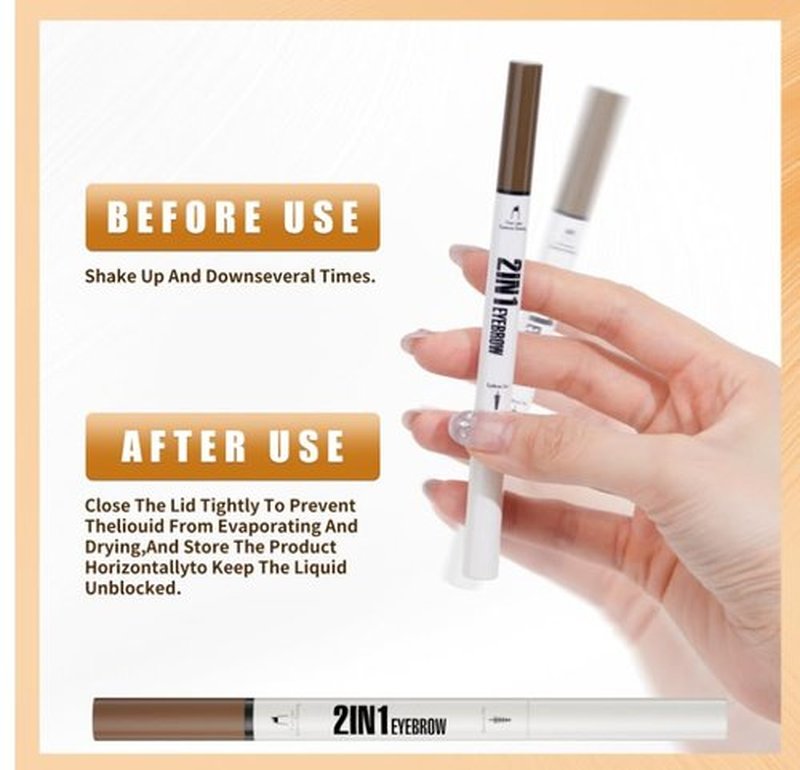 3PCS Microblading Eyebrow Pen Set, 2-in-1 Waterproof Eyebrow Pencil with Dual-Ended 2-Fork-Tips and Precision Brush, 3 Shades (Brown/Light Brown/Dark Brown)