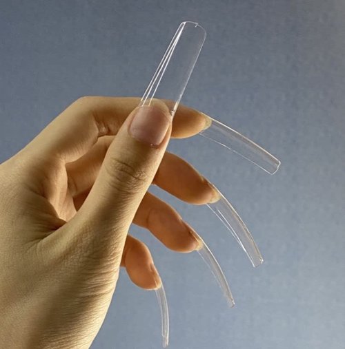 550 PCs XXL Tarpered Square Nail Tips,SITELENABY Ultra-thin Half Cover Clear Square Nail Tips False Artificial Nails Tips 11 Sizes with Box (Tapered Square French Tips)