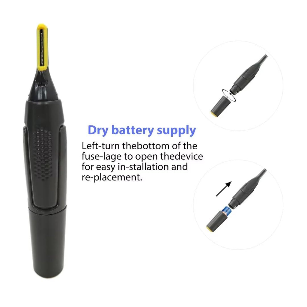 USonline911 Electric Nose Hair Electric Nose Ear Hair Trimmer Rechargeable Ear Face Eyebrow Shaver Automatic Shaving 2 x Brush Heads & 1 x Hair Brush 5.91x0.98in Gray Non-Slip G rip