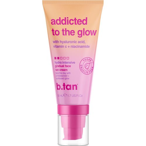b.tan Gradual Self Tan Face Lotion - Addicted to the Glow | Daily Tanning Cream for Sunkissed Bronze, Hydrating with Vitamin C, Travel Size