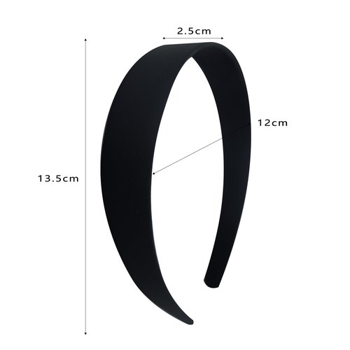 enop Black Satin Headbands for Women 1 Inch Anti-slip Black Ribbon Hair Bands for Girls Plain Hard Headbands for Crafts 16 Pack