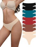 Skiennix Seamless Thongs for Women - V-Waisted, Invisible, Breathable Stretch Underwear | 6-Pack