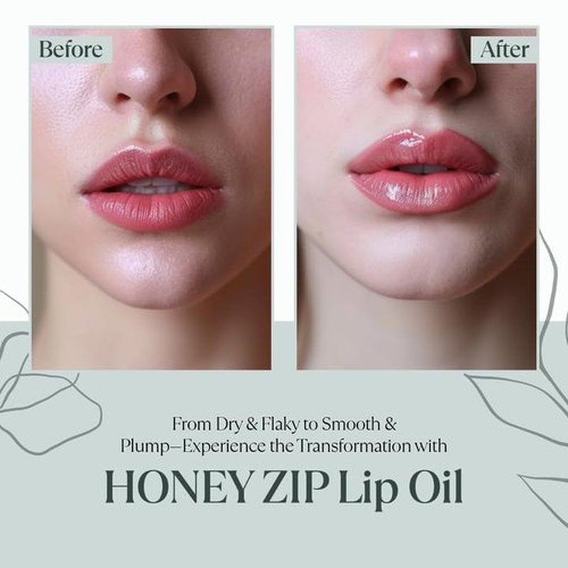 Honey Zip Lip Oil, Korean Moisturizing Lip Gloss Agave Lip Treatment, Hydrating Lip Plumper Serum for Dry Care with Natural Ingredients, K-Beauty Skincare, 3.71 mL
