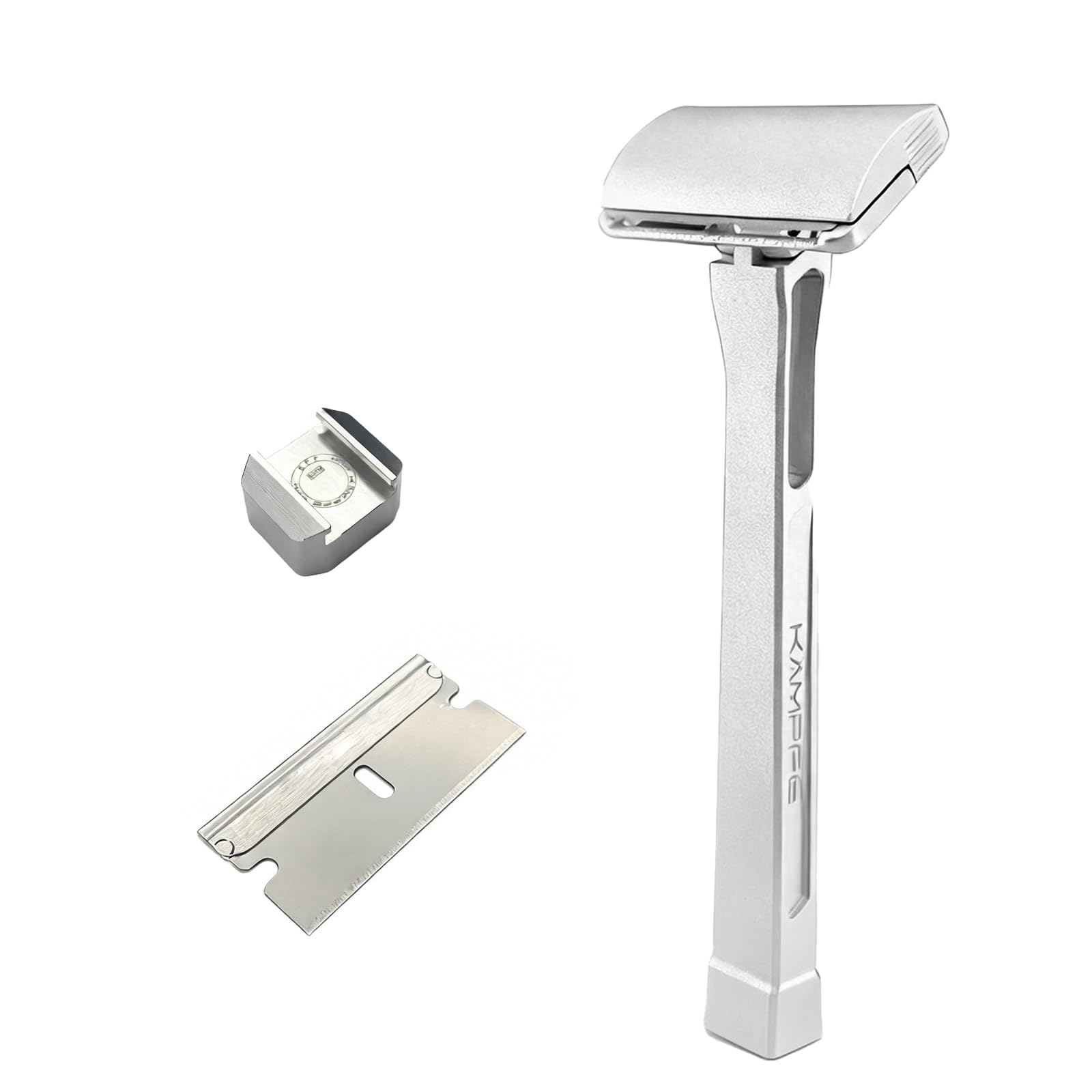 KAMPFE Upgraded Version Safety Razor Made of 6061 Aluminum Alloy Material, Comfortable shaving，GEM Single Sided Safetyshaver Shaver Handle for Men with Suction Cup Holder and Safety Razor Blades