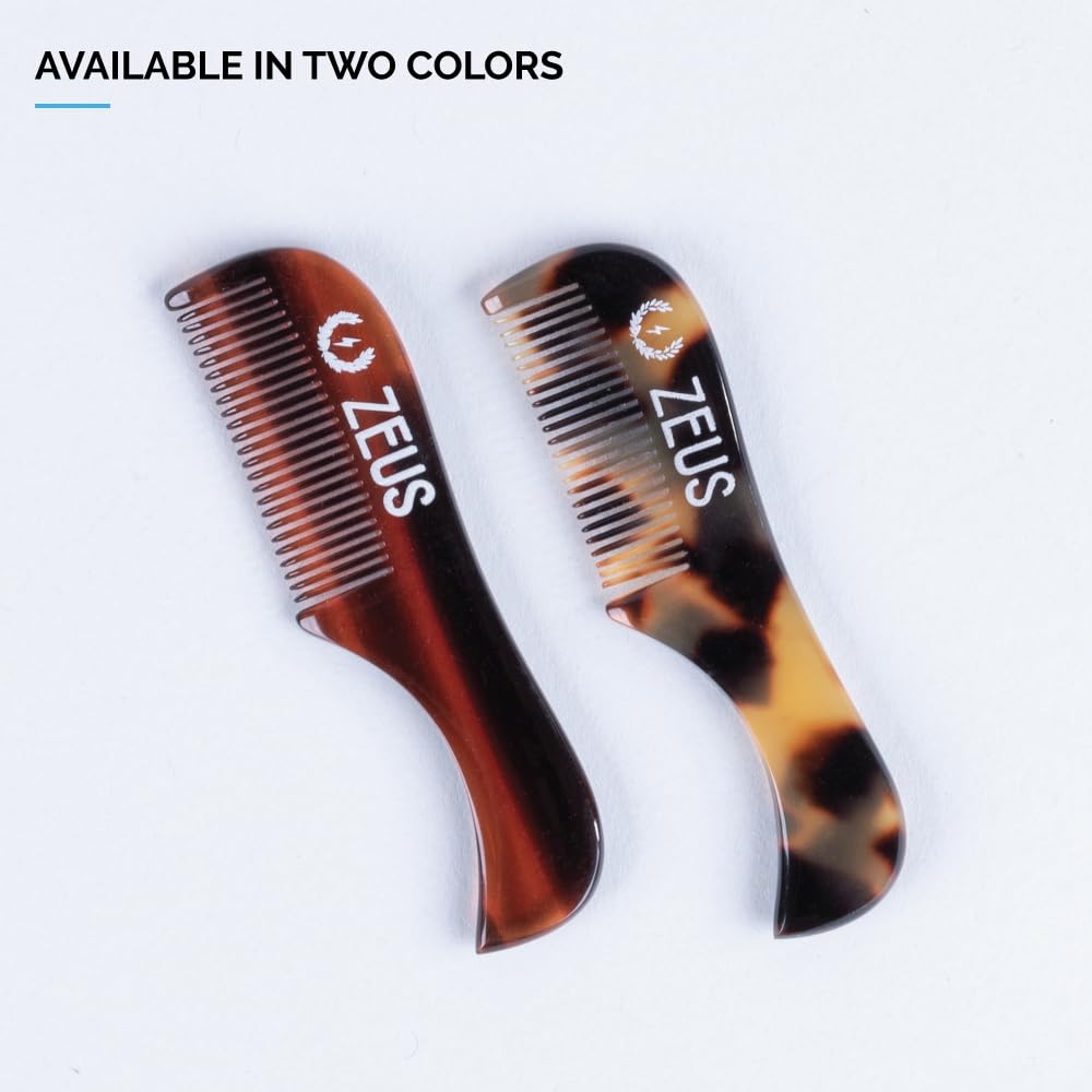 ZEUS Handmade Saw-Cut Mustache Pocket Comb for Men (Tortoiseshell) B12