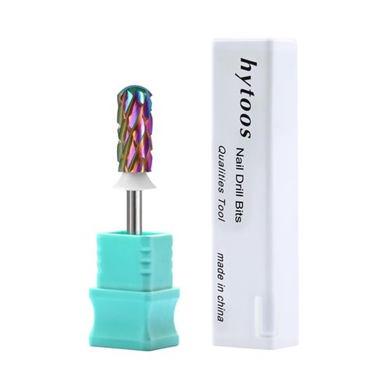 HYTOOS 5XC Nail Drill Bits, TaC Coating 5.35mm Small Tungsten Carbide Safety Barrel Bits for Thick Gel & Acrylic Removal, Pro Manicure Tools Electric File Drill Accessories