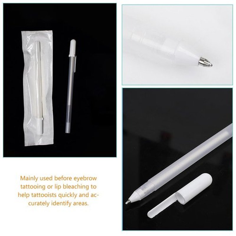 minkissy 6Pcs Eyebrow Mapping Pencil - White Eyebrow Pen White Microblading Markers for Skin Makeup Position Mapping Mark Tools Brow ()