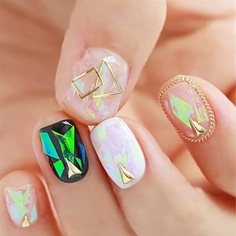 Holographic Nail Foil, 20 Rolls Iridescent Cellophane Nail Stickers Glass Paper Aurora Nail Foil Stickers Nail Decals Nail Accessories Nail Art Supplies (Don't Transfer)