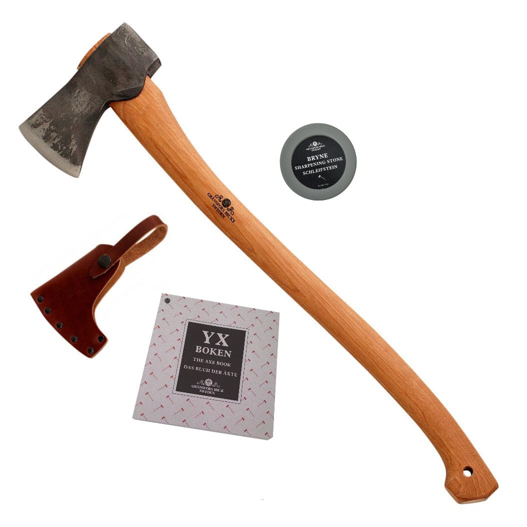 Gransfors Bruk 25" Scandinavian Forest Axe with Ceramic Grinding Stone (Bundle: 2 Items)