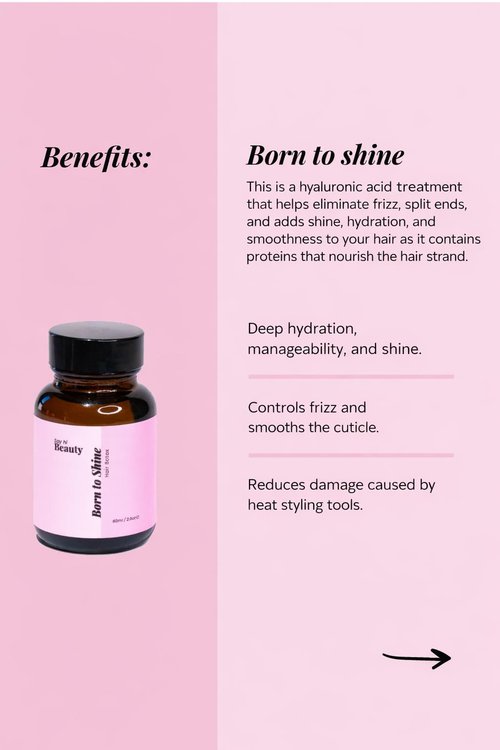 Say Hi Beauty BORN TO SHINE | Intensive Treatment for Deep Shine, Hydration, and Damage Control and Prevention. With Hyaluronic Acid 2.0 Oz